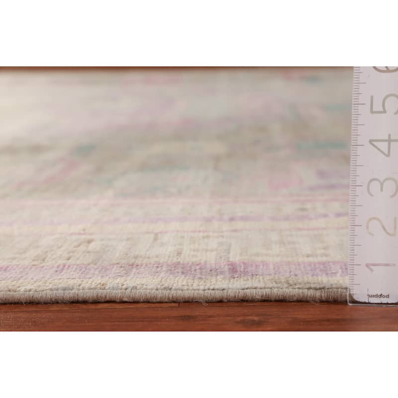 Hand Knotted Oriental 100% Wool Carpet Transitional Geometric Multi-Colored Oushak Area Rug - 9' 0'' X 8' 10''