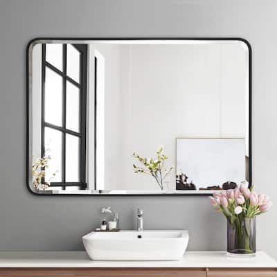 Aluminum Frame Beveled Glass Bathroom Wall Mirror with Round Corner