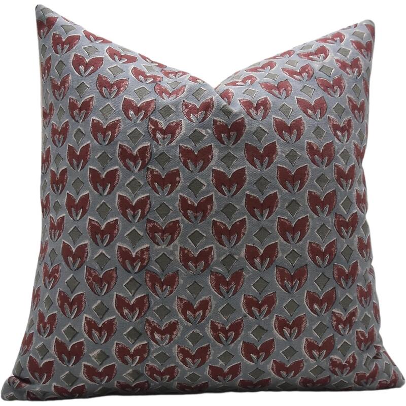 Fabdivine Cotton Floral Block print pillow Cover - Pillow Covers - 24" x 24"
