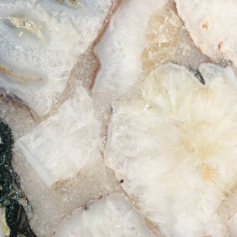 Modern Small Accent Table -Stone Top and Iron Base - 24", Gold & White - 24.0"