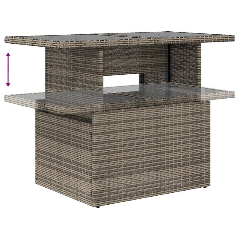 vidaXL 8 Garden Sofa Set with Cushions Black/Brown/Grey Poly Rattan - 113 x 48 x 27.2