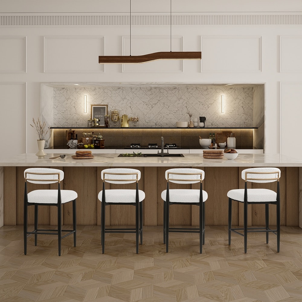 Morden Fort Modern Armless Boucle Bar Chairs(Set of 4)