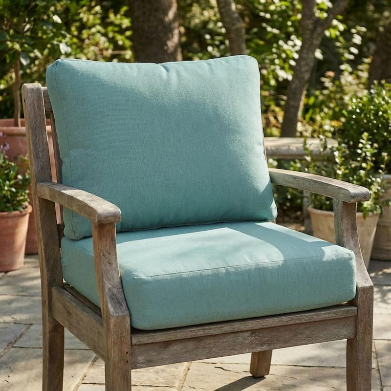 Roomfitters Noah Outdoor Club Chair Cushion Set with 5 Inch Thick Padding, Water Repellent Fabric - Teal
