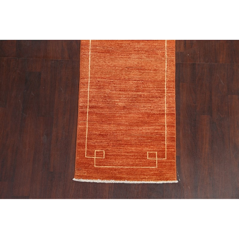 Contemporary Oriental Gabbeh Kashkoli Runner Rug Handmade Wool Carpet - 2'7" x 10'4"