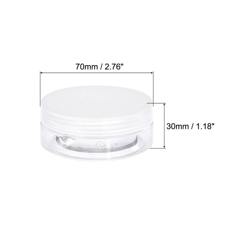Round Plastic Jars with Transparent Screw Top Lid, 12Pcs