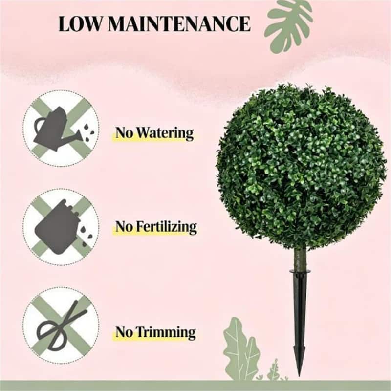 Artificial Boxwood, Set Of 2, sPherical Poplar Trees