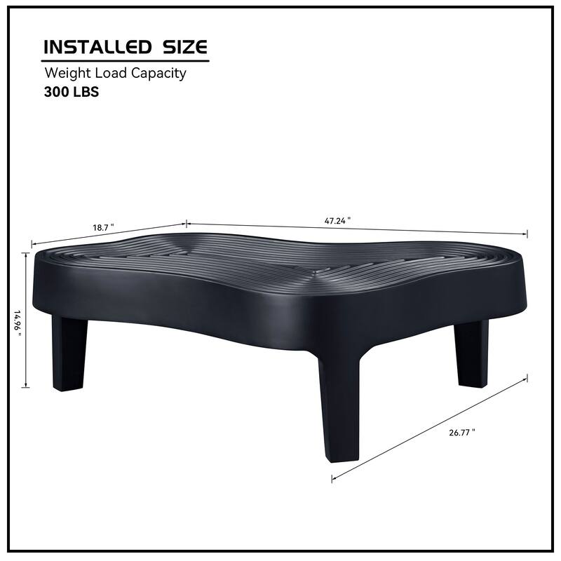 Modern Fiberglass Coffee Table Apartment Irregular Center Table with Matte Black Relief, for Living Room