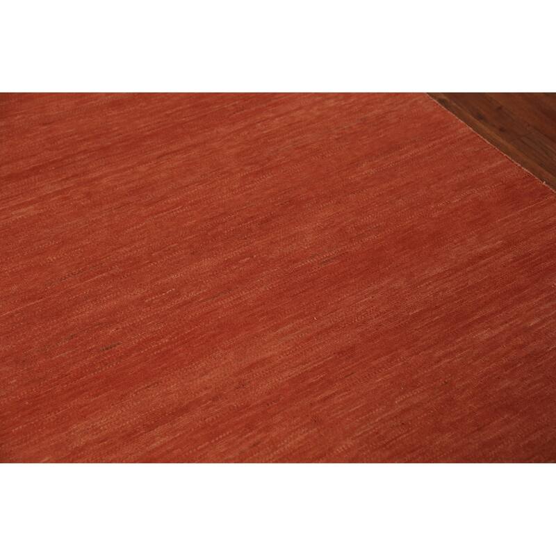 Striped Orange Gabbeh Modern Rug Handmade Wool Carpet - 4'9" x 6'6"