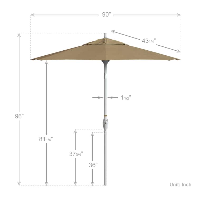 California Umbrella 7.5' Round Crank Lift, Push Button Tilt Aluminum Patio Umbrella, White Finish, Outdoor Rated Red Fabric