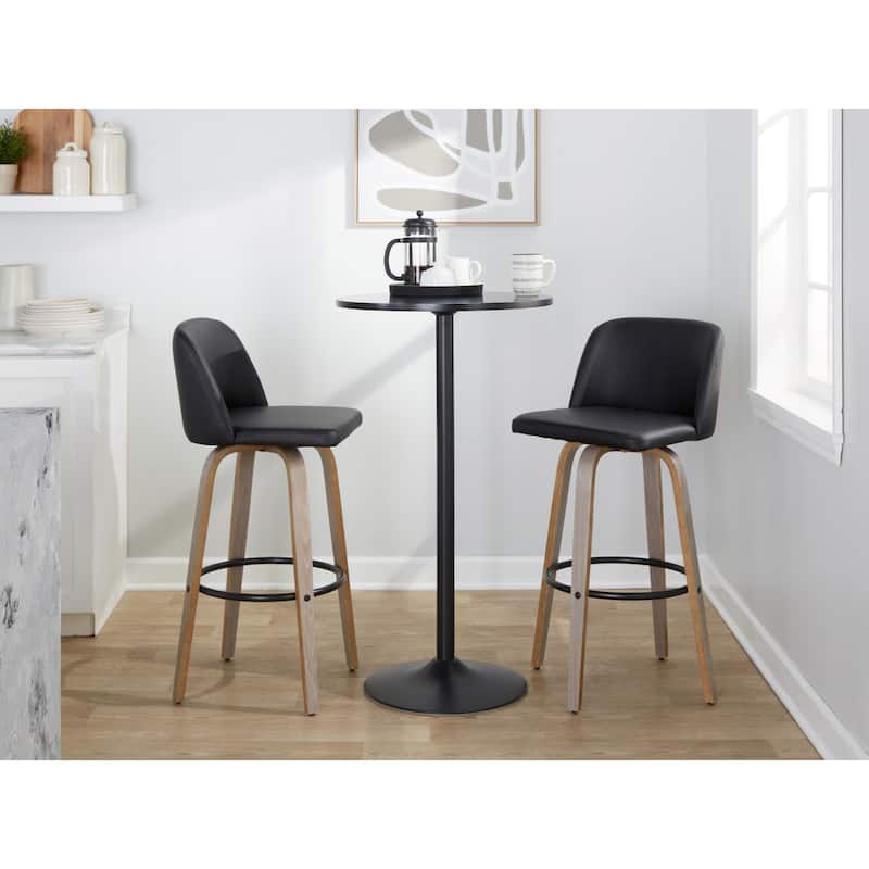 The Gray Barn Vallberga 30" Fixed-Height Bar Stool with Light Grey Wood Base (Set of 2)