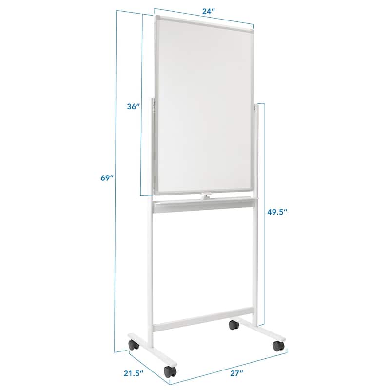 Mount-It! Mobile Dry Erase Whiteboard | 36x24 Inches | Double-Sided Dry Erase Board | Wall Mountable