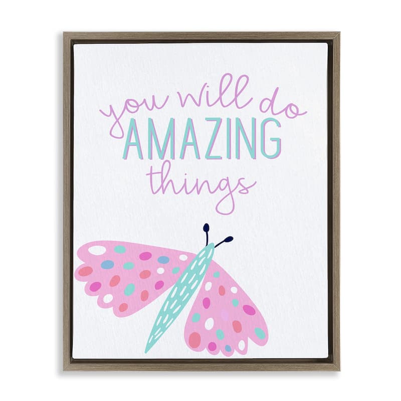 Stupell You Will Do Amazing Things Framed Floater Canvas Wall Art Design By Kim Allen - 17 x 21 - Brown