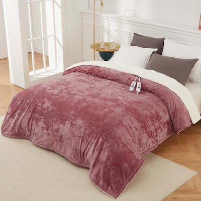 Pink Electric Heated Throw Blanket with 4 Heat Levels, Machine Washable