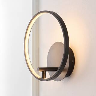 SAFAVIEH Lighting Nava Led 11-inch Wall Sconce - 11 In. W x 9 In. D x 5 In. H - Matte Black - 11Wx11Dx5H