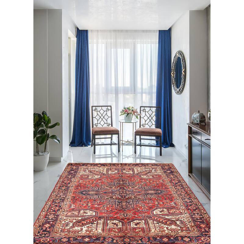 ECARPETGALLERY Hand-knotted Sarabi Red Wool Rug - 7'1 x 9'1