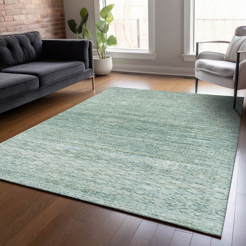 Machine Washable Indoor/Outdoor Modern Trellis Chantille Rug