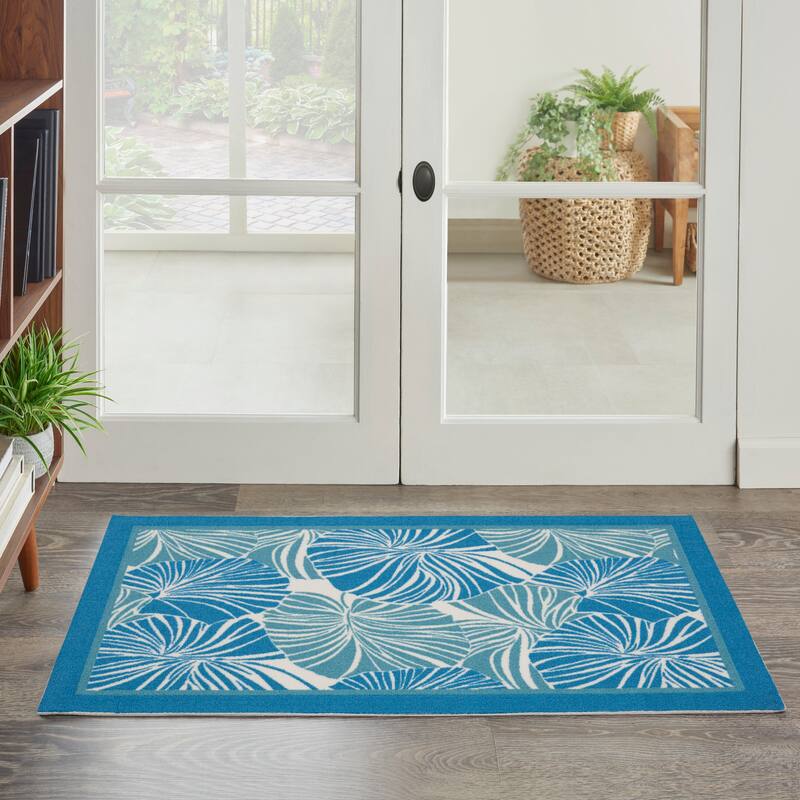 Waverly Sun N' Shade Modern Botanical Indoor/Outdoor Area Rug - 2'3" x 3'9" - Blue
