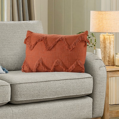 Sevita Solid Cinnamon Chevron Shag Throw Pillow