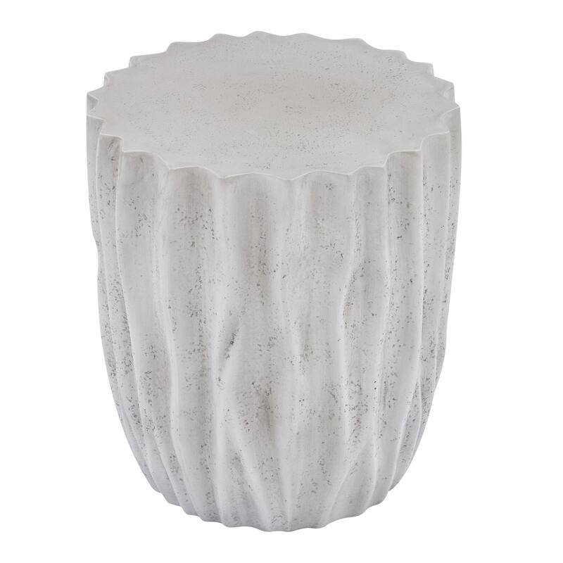 Christopher Knight Home - Ames 18.11"H Outdoor Modern Drum Shape MGO Side Table with Ribbed Surface Textured, Fully Assembled