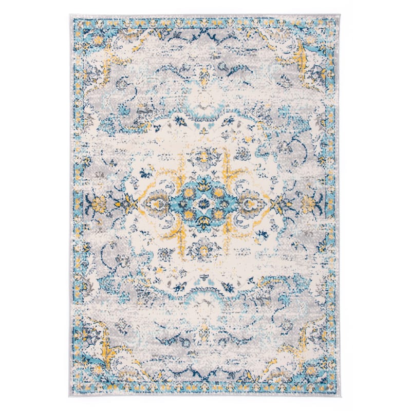The Curated Nomad Sunset Blue Distressed Bohemian Rug