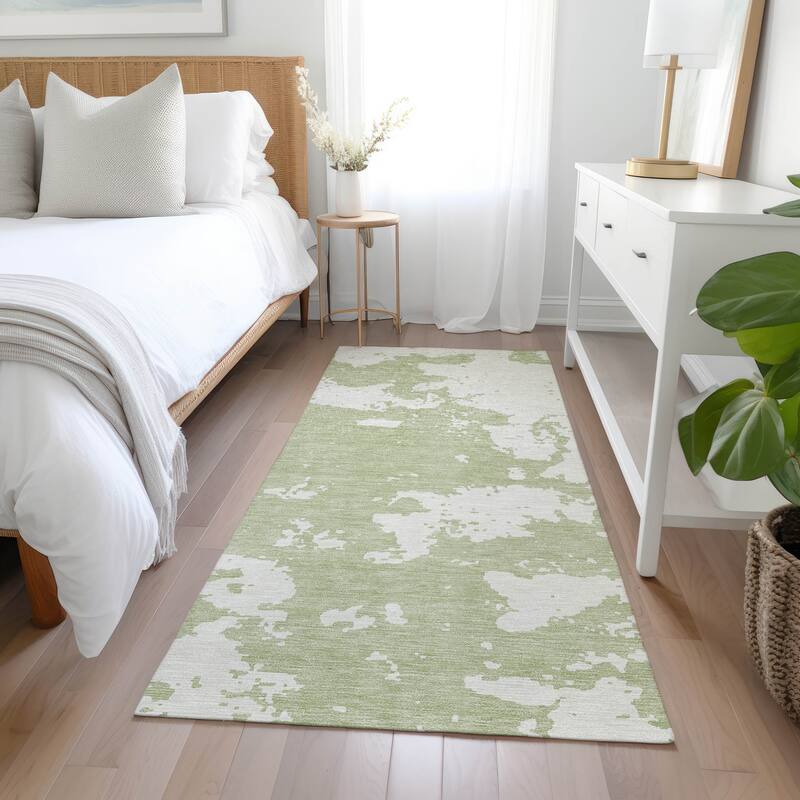 Machine Washable Indoor/ Outdoor Chantille Abstract Rug