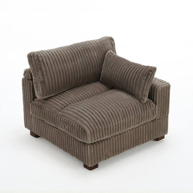 Upholstered Plush Flannel Modular Sectional Sofa with Pillows,Ajustable Headrest