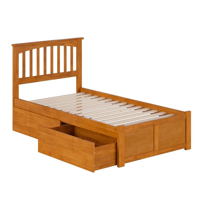 Mission Platform Bed with Footboard and Storage Drawers