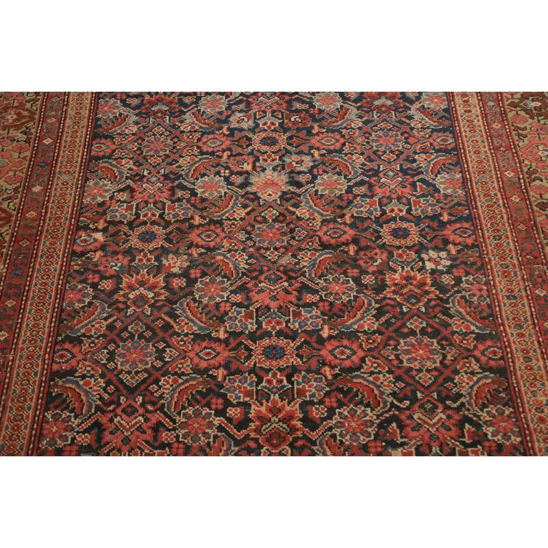 Hand Knotted Oriental 100% Wool Carpet Traditional Floral Navy Blue & Blues Sultanabad Area Rug - 12' 11'' X 6' 0''