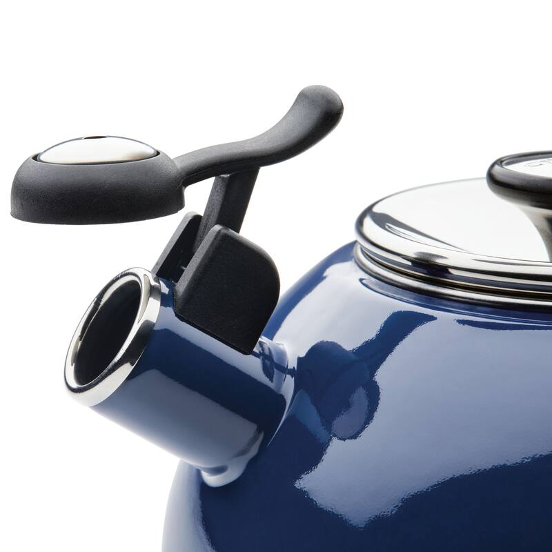 Circulon Enamel on Steel Whistling Induction Teakettle With Flip-Up Spout, 2-Quart, Navy