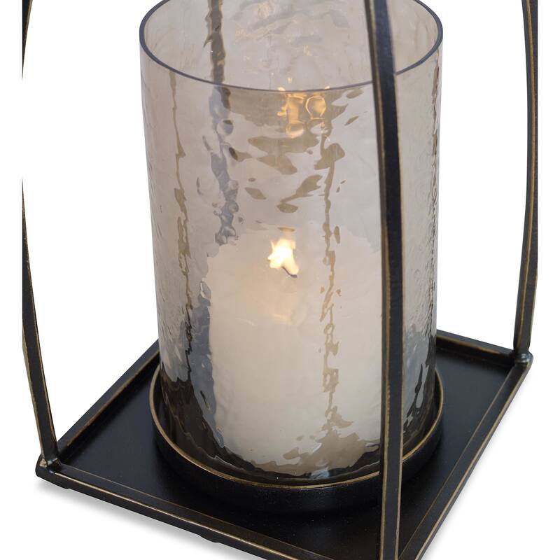 Uttermost 17912 Riad Glass and Iron Table Pillar Candle Holder