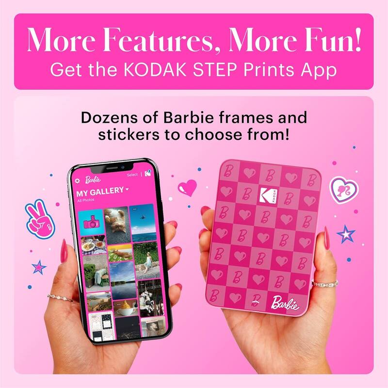 Kodak x Barbie Step Slim Instant Photo Printer, 2x3" Portable Printer Iconic Style - Bundle - Pink - N/A