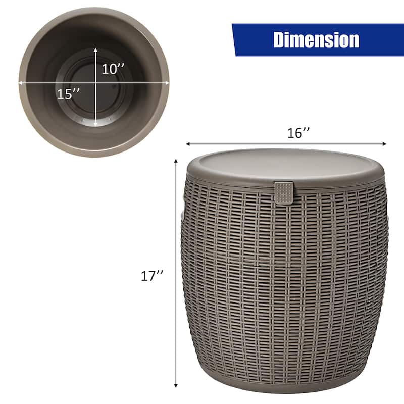 Gymax 9.5-Gal Patio Ice Cooler Bucket Cool Bar Table Cocktail Side - 16'' x 17''