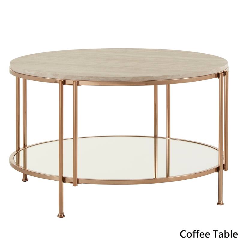 Celsus Champagne-gold Table Collection with Faux Marble Top by iNSPIRE Q Bold