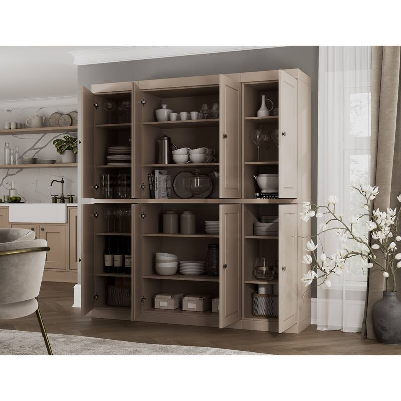 Palace Imports 100% Solid Wood Pantry Cabinet, Raised Panel Doors, Adjustable Shelves, 65" Wide, 71.5" Tall - 65" x 71.5" - Beige