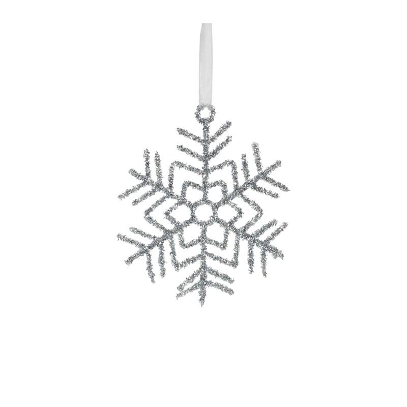 Tinsel Snowflake Christmas Ornaments - 16.25" - 12ct