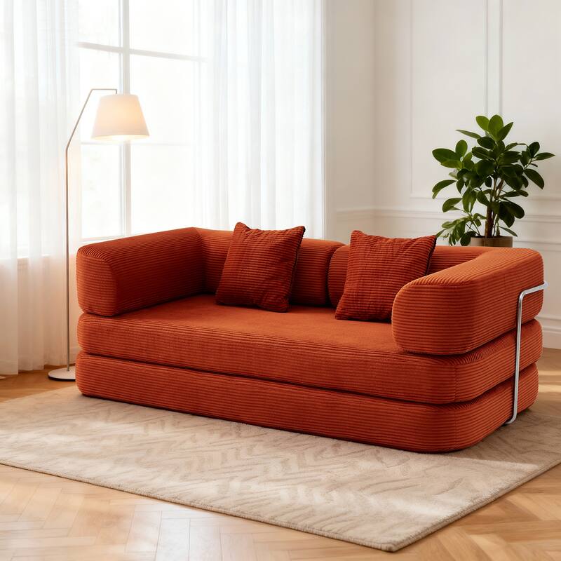 Modular Convertible Sofa Bed Floor Couch with Steel Frame, Simple Sofa Couch Lounge Sleeper Bed for Living Room