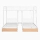 preview thumbnail 13 of 19, Full Over Twin and Twin Metal Triple Bunk Bed with Drawers and Guardrails