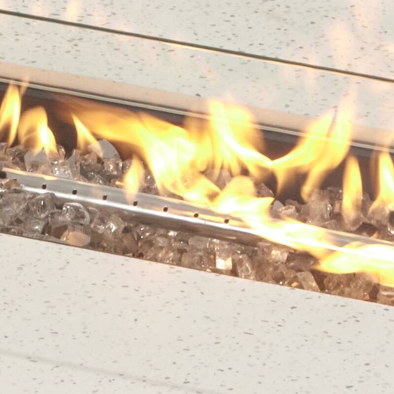 COSIEST Outdoor Rectangle Fire Pit Table w Fire Glass, Wind Guard