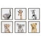 preview thumbnail 10 of 11, Kate and Laurel Sylvie Safari Animal Framed Canvas by Amy Peterson 6 Piece 13x13 - Plastic - Grey