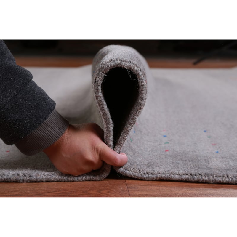 Hand Knotted Oriental 100% Wool Carpet Tribal Tribal Greys & Charcoal Gabbeh Area Rug - 12' 5'' X 9' 3''