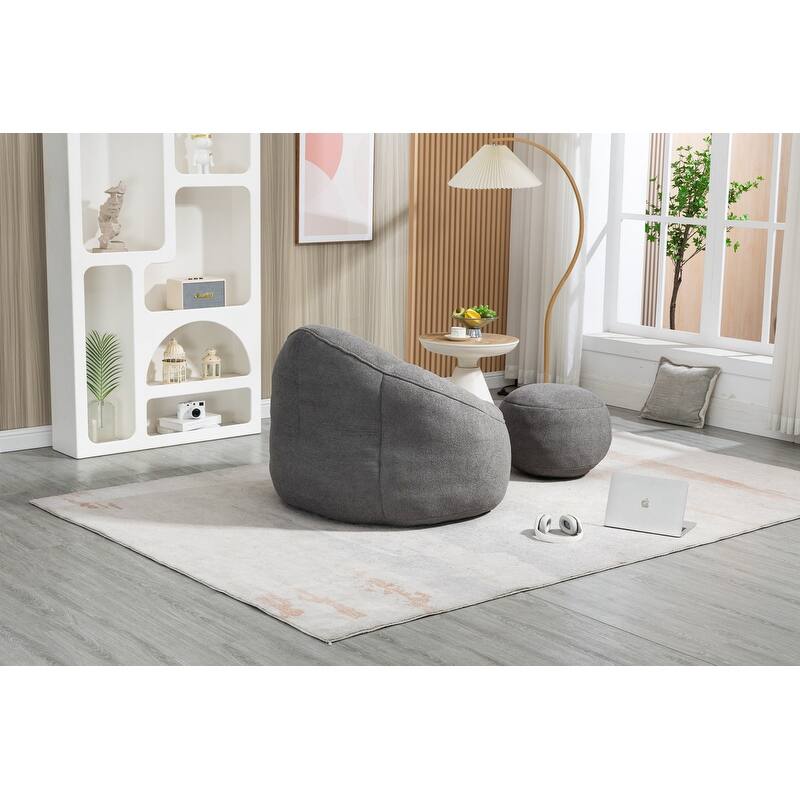 Bean Bag Chair w/Foot Stool in Multiple Colors, Giant Foam-Filled Furniture-Maximum Comfort Bean Bag