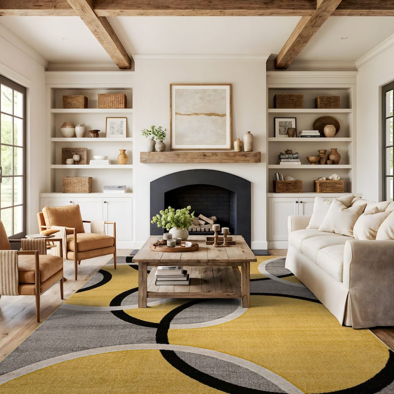 World Rug Gallery Modern Abstract Circles Area Rug