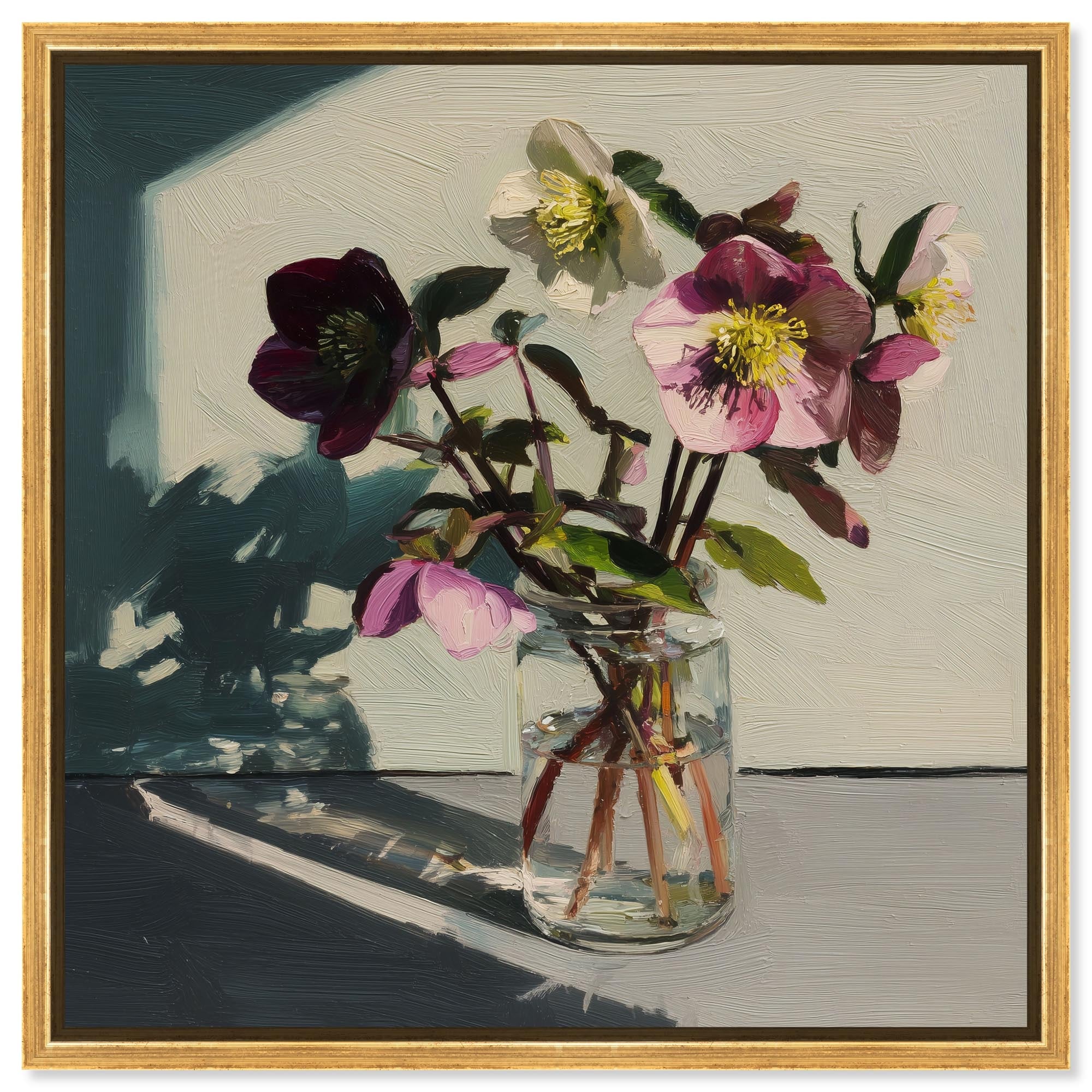 Winter Bloom Floral Art Framed Canvas Print by Art Remedy