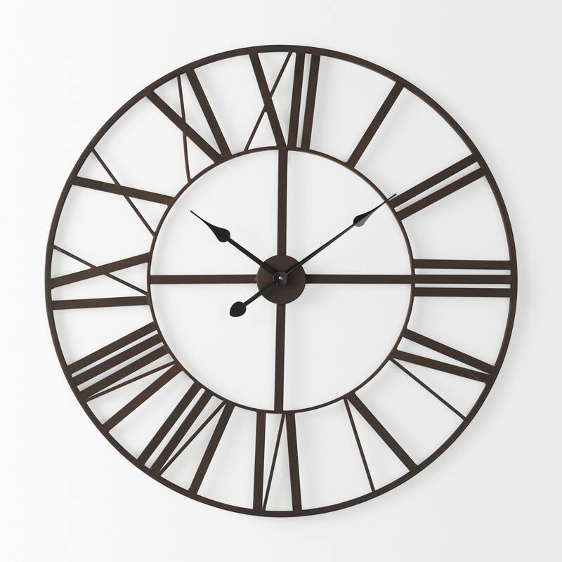 Pender Matte Black Iron 30" Round Wall Clock - 29.9"W x 1.7"D x 29.9"H