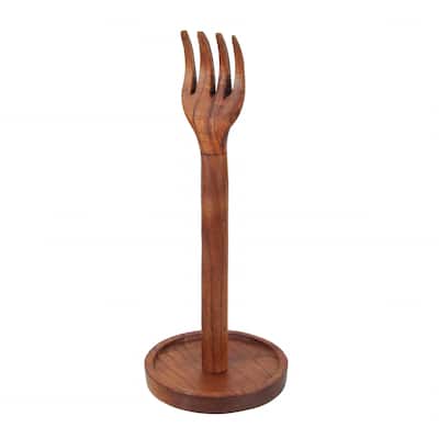 Zeckos Carved Wood Countertop Paper Towel Holder Fork Finial - 15.75 X 6.5 X 6.5 inches