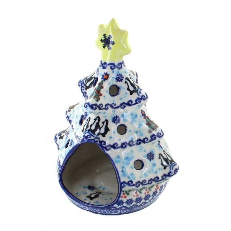 Blue Rose Polish Pottery 198 Vena Christmas Tree Luminary - Arctic Holidays