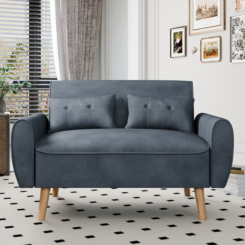 Futzca 47" Small Modern Loveseat Sofa, 2-Seat Couch Love Seat - Dark Grey