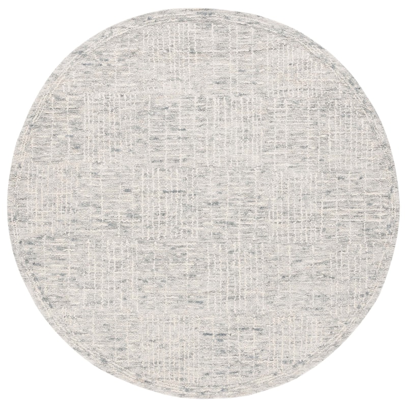 SAFAVIEH Handmade Abstract Anoek Checkered Wool Rug - 6' Round - Light Blue/Ivory