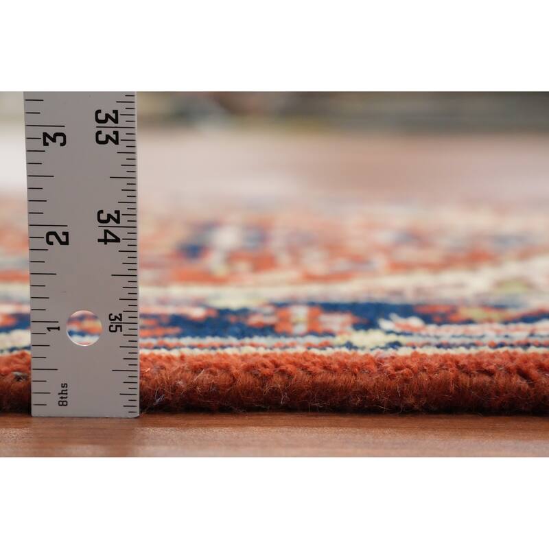Hand Knotted Oriental 100% Wool Carpet Traditional Medallion Oranges & Rust Heriz (serapi) Area Rug - 3' 0'' X 2' 0''