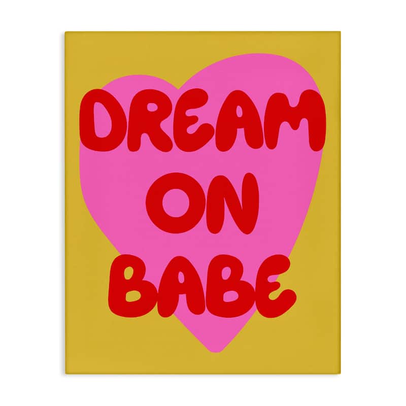 Stupell Dream On Babe on Yellow Canvas Wall Art Design By House of Lulu - 16 x 20